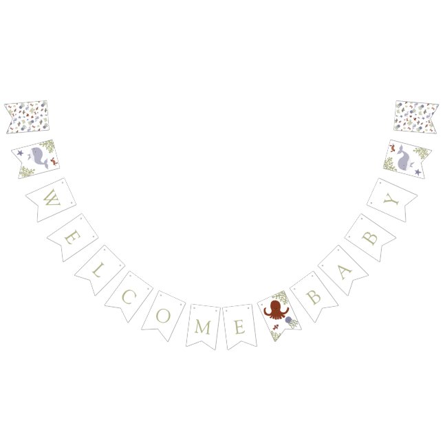 Välkomna Baby under Sea Baby Shower Earth Tones Vimplar (Alla)