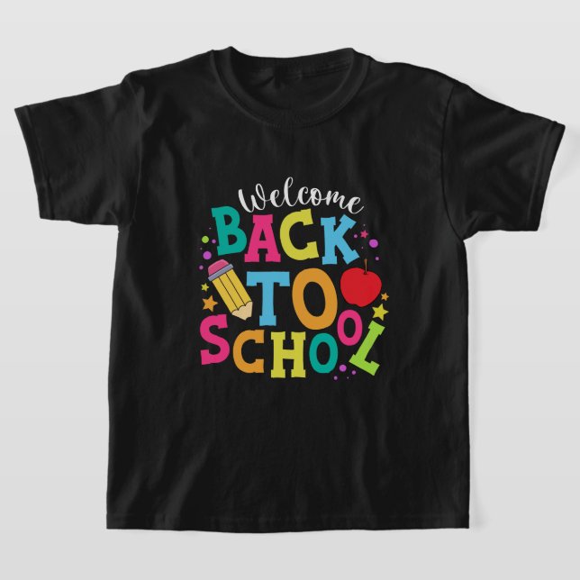 välkomna back to school för barn-pojkar t shirt (Laydown)