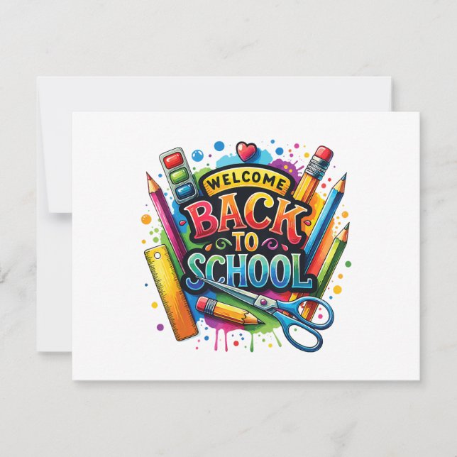 Välkomna Back to school första skollärardagen Inbjudningar (Framsida)