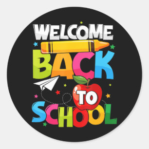 Välkomna Back to school första skollärardagen Runt Klistermärke