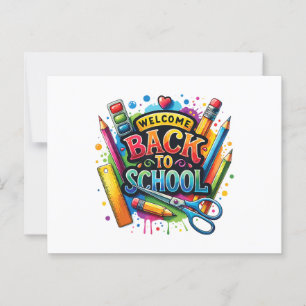 Välkomna Back to school första skollärardagen Vykort