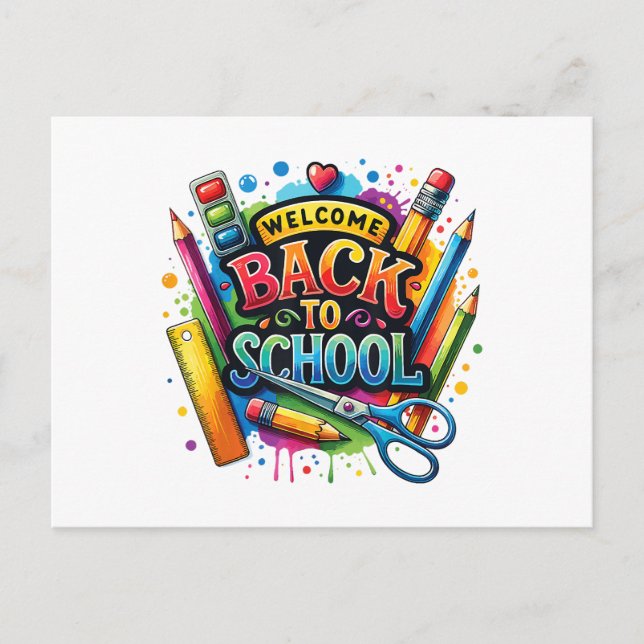 Välkomna Back to school första skollärardagen Vykort (Framsida)