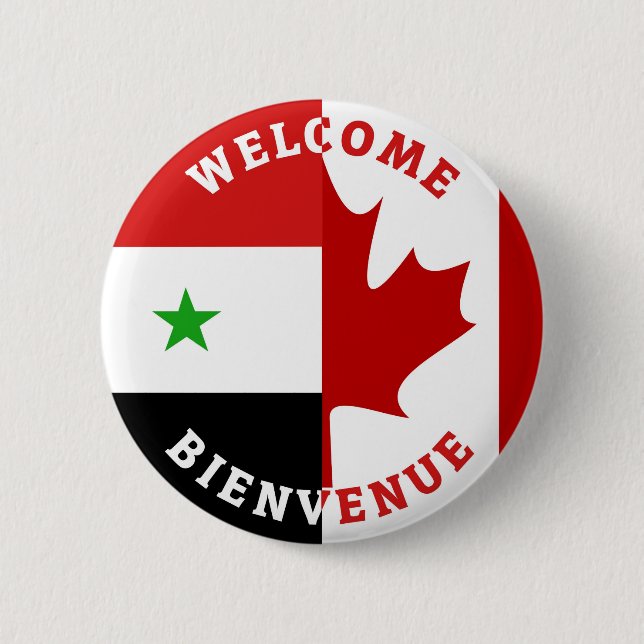 Välkomna Bienvenue Syrians Knapp (Framsida)