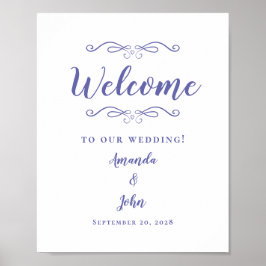 Välkomna Bröllop Elegant Kalligrafi Periwinkle Poster