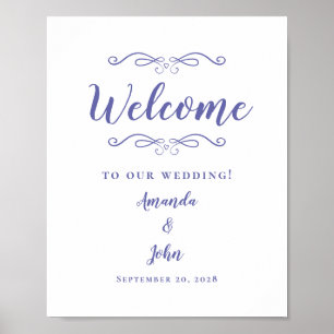 Välkomna Bröllop Elegant Kalligrafi Periwinkle Poster