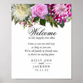 Välkomna Bröllop-säten - Söt Rosa Flowers Poster