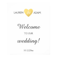 Välkomna bröllop-tecken faux guld hjärta, egna nam