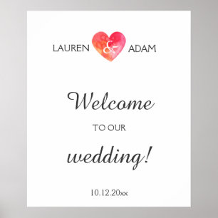 Välkomna bröllop-tecken, vattenkolo-hjärta, egna n poster