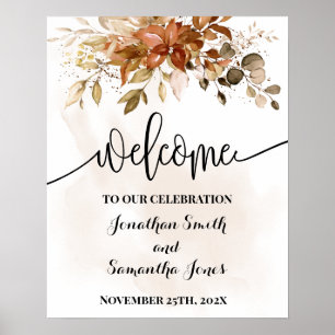 Välkomna Ceremony Fall Wedumn Autumn Eucalyptus Poster