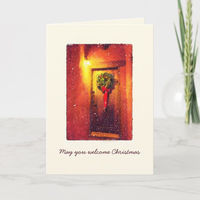 Välkomna Dörrandekort, solljus julkort Helgdag Helgkort (Framsida)