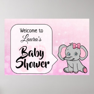 Välkomna Elephant Theter Baby Shower-banderoll Poster