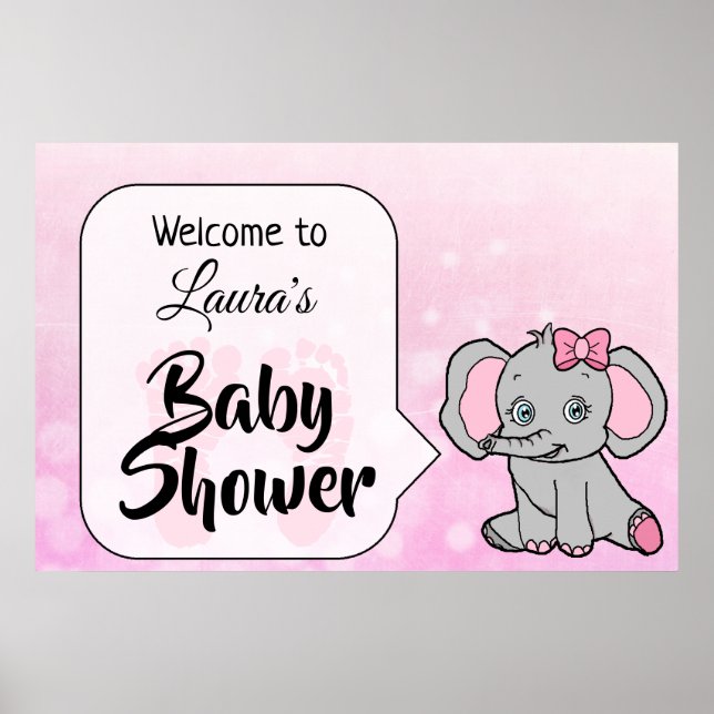 Välkomna Elephant Theter Baby Shower-banderoll Poster (Framsidan)