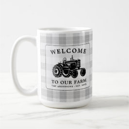 Välkomna Familj Namn Farm Tractor White Play Large Kaffemugg