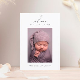 välkomna fet gräns-foto baby-födelsemeddelande meddelande