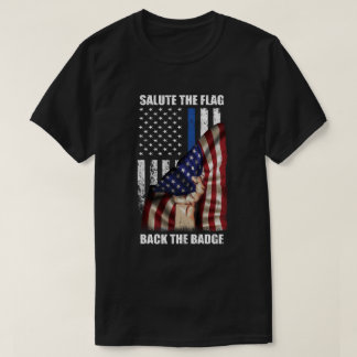 Välkomna Flagga bakom Badge Flagga Police Hand Gi T Shirt