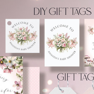 Välkomna Flicka Gift-Märkre från Blommigt Fyrkantigt Visitkort