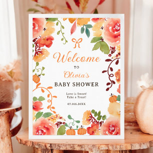 Välkomna för blommigt-babyduschen i Fall Boho-pump Poster