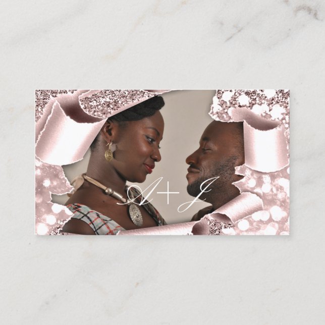 Välkomna för bröllopsinbjudan Foto Initialer Visitkort (Baksida)