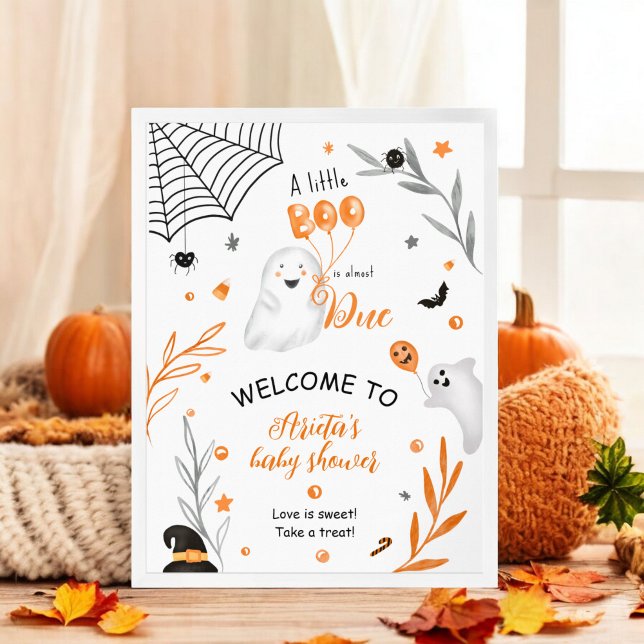 Välkomna för den lilla Boo Halloween-babyduschen Poster (Cute little Boo Halloween baby shower welcome Poster)