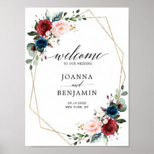Välkomna för den marinflottan Guld Geometric Bröl Poster