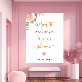 Välkomna för eukalyptus för babyskor i ro guld blo poster