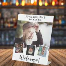 Välkomna för fotokollage av vit födelsedagsfest