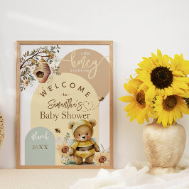 Välkomna för lilla honungsbin Bear Baby Shower Poster