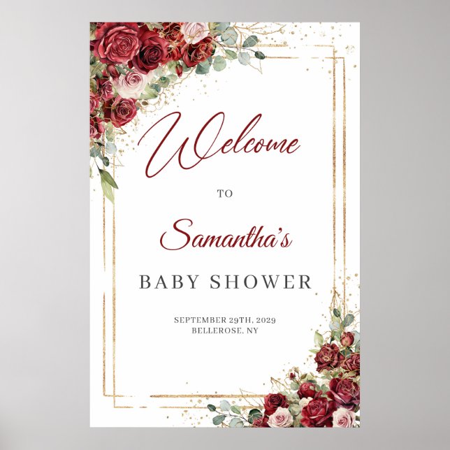 Välkomna för vattenfärgsburgare och  babydusch poster (Framsidan)