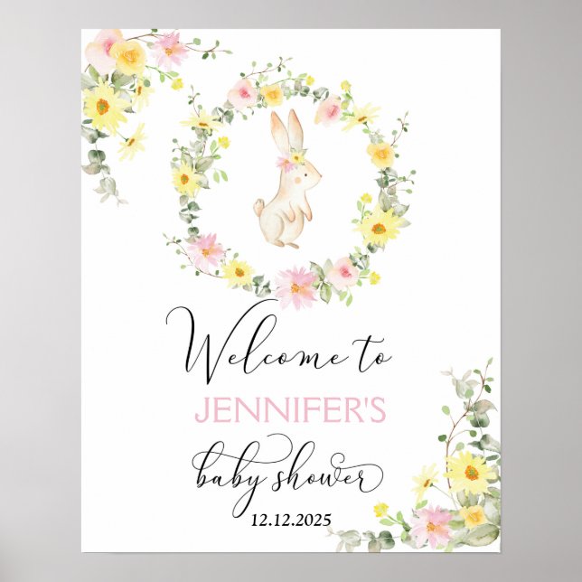 Välkomna för Wildblommor, babydusch Poster (Framsidan)