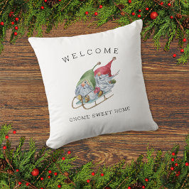 Välkomna Gnome Sweet Home-julsleigh Kudde