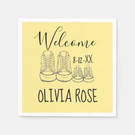 VÄLKOMNA Gulten för nyanlända Baby-skor Pappersservett