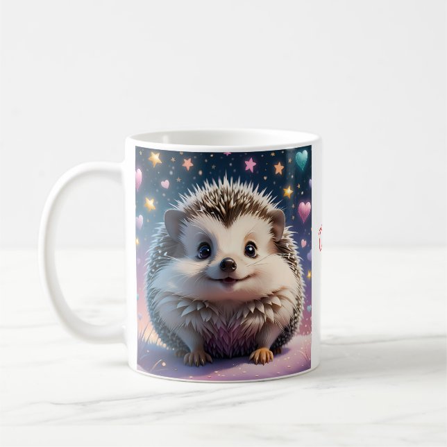 Välkomna Hedgehog med stjärnor och hjärta Kaffemugg (Vänster)