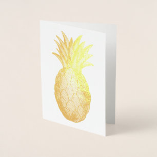 Välkomna hem Houseuppvärmning Golden Pineapple Folierat Kort