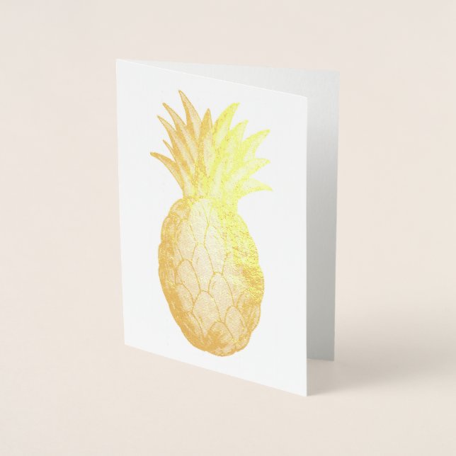 Välkomna hem Houseuppvärmning Golden Pineapple Folierat Kort (Framsida)