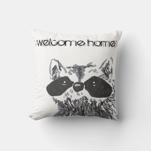 Välkomna hem Woodland Animal Raccoon Kudde
