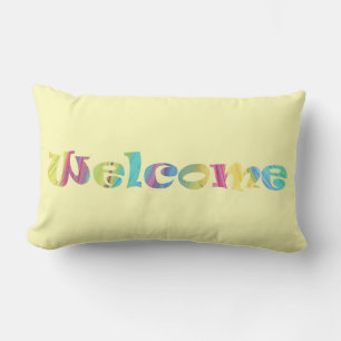 Välkomna i färgade Pastels Ord Art Pillows Lumbarkudde