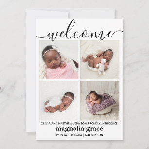 Välkomna Kön Neutral Photo Stats Birth Meddelande