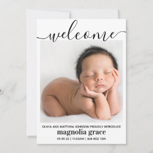 Välkomna Kön Neutral Photo Stats Birth Meddelande