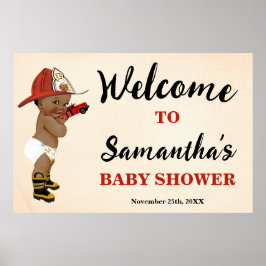 Välkomna Lilla AFirefighter Baby Shower Poster