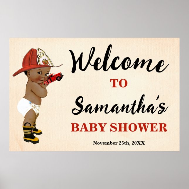 Välkomna Lilla AFirefighter Baby Shower Poster (Framsidan)