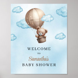 Välkomna luftballong för vattenfärgad nalle poster