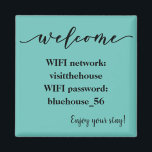 Välkomna Magnet Vacation Rental-WiFi-lösenord<br><div class="desc">Den här designen kan vara personlig genom att klicka på anpassningsknappen och ändra namn, initialer eller ord. Du kan också ändra texten färg och stil eller ta bort texten för en bilddesign. Kontakta mig på colorflowcreations@gmail.com om du vill ha denna design på en annan produkt. Köp min ursprungliga abstrakt-akrylmålning för...</div>