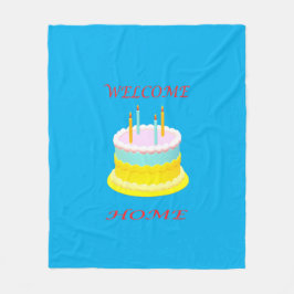 Välkomna marin blått med tårta baby bla fleecefilt