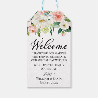 Välkomna märkre i bröllop,  rosa och elfenben presentetikett