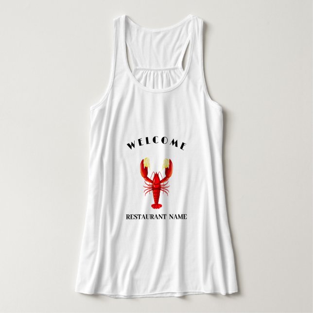 Välkomna Modern skalmat Lobster lime logotyp namn Linne Med Racerback (Design framsida)