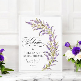Välkomna möhippa för vattenfärg i lavender-blommig poster