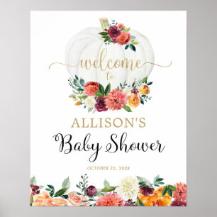 Välkomna om blommigt-babyduschen från höns. poster