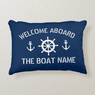 Välkomna ombord på båten namn nautiska ankarfar prydnadskudde