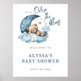 Välkomna över Måne Baby Shower Poster
