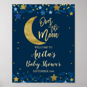 Välkomna över Måne babyskaren Guld Glitter Poster